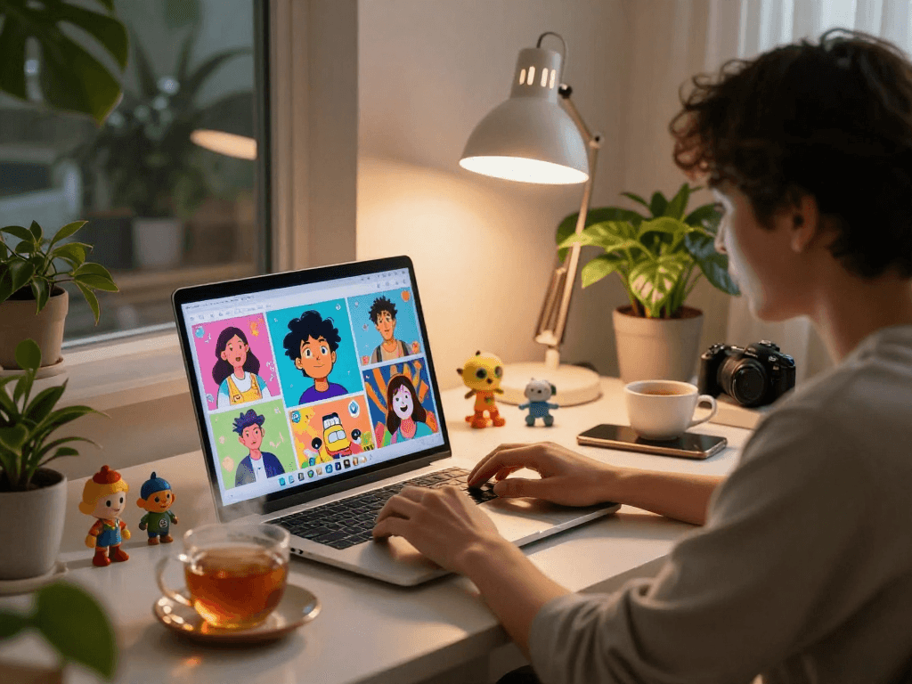Engaging conversation with a porn chat AI in a cozy home office