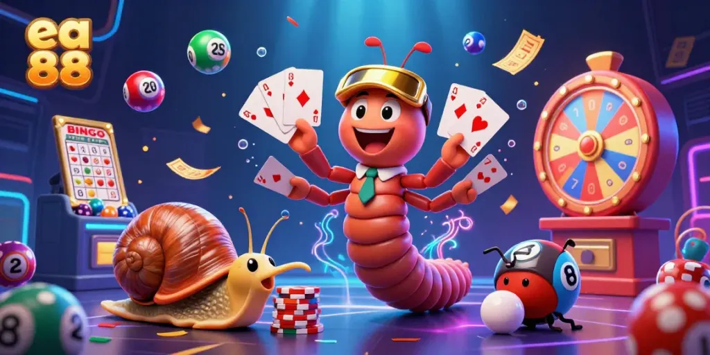 Experience thrilling gameplay with colorful elements and the brand name ea 88 in this captivating casino scene.