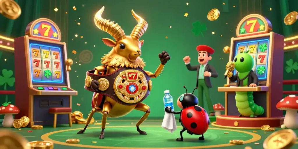 Engage in thrilling Onbet experiences with a colorful casino illustration featuring epic characters and vibrant slot machines.