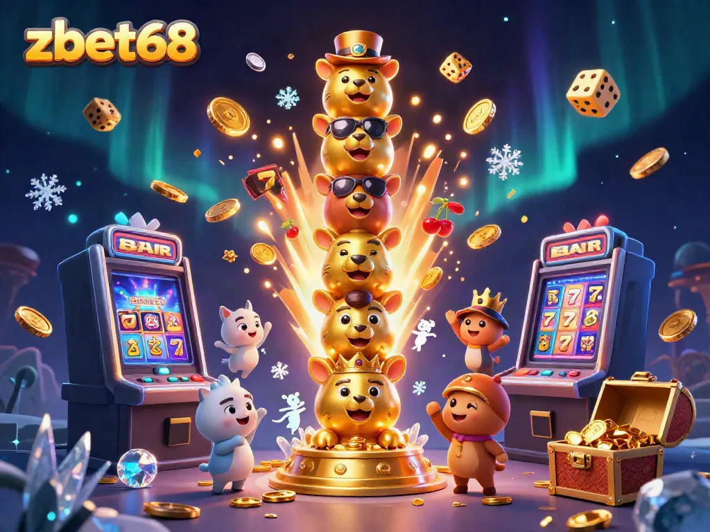 Experience excitement with zbet68's vibrant online casino features, highlighted by animated characters and jackpot wins.