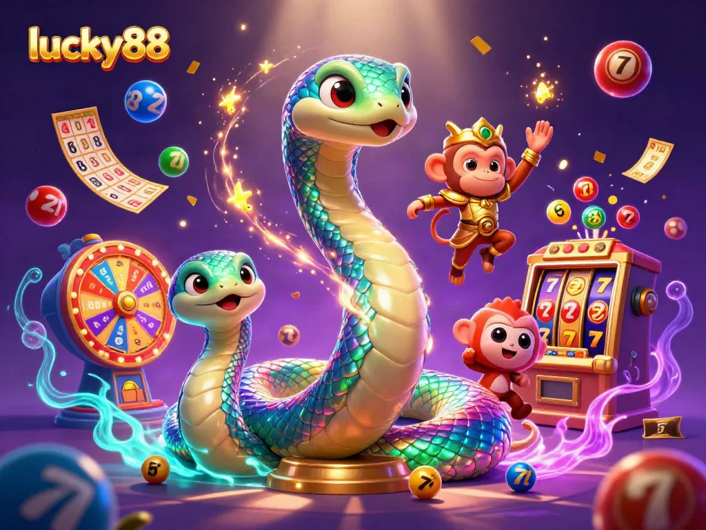 Spin colorful slots and win big with lucky88 in this vibrant casino scene filled with excitement!