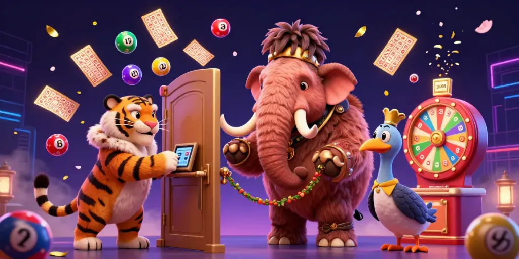 Engage with exciting games at 789clubb featuring a lively casino scene with colorful elements and animated characters.