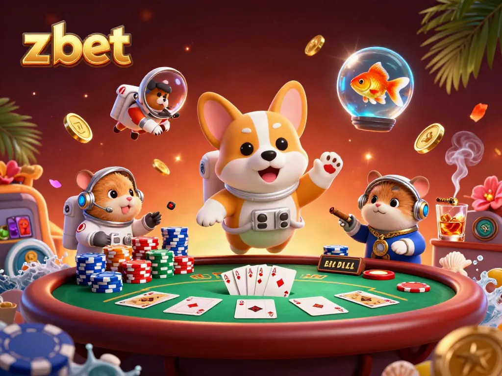 Experience thrilling action with z bet in a vibrant space casino scene filled with poker fun.