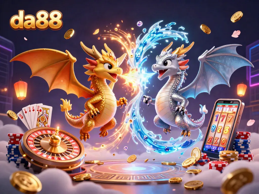 Engage with thrilling da88 casino moments featuring dynamic dragons, gold coins, and vibrant game symbols.
