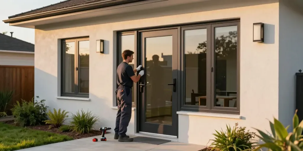 Stylish uPVC door installation showcasing quality craftsmanship at a modern home.