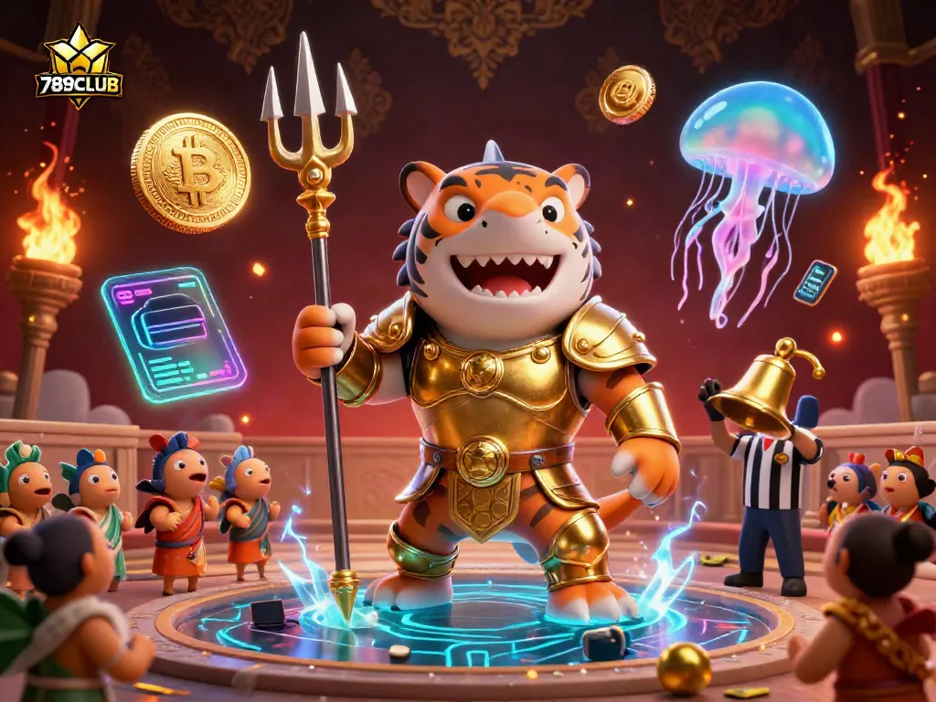 Experience thrilling underwater action at 789CLUB with a shark gladiator in an interactive colosseum.