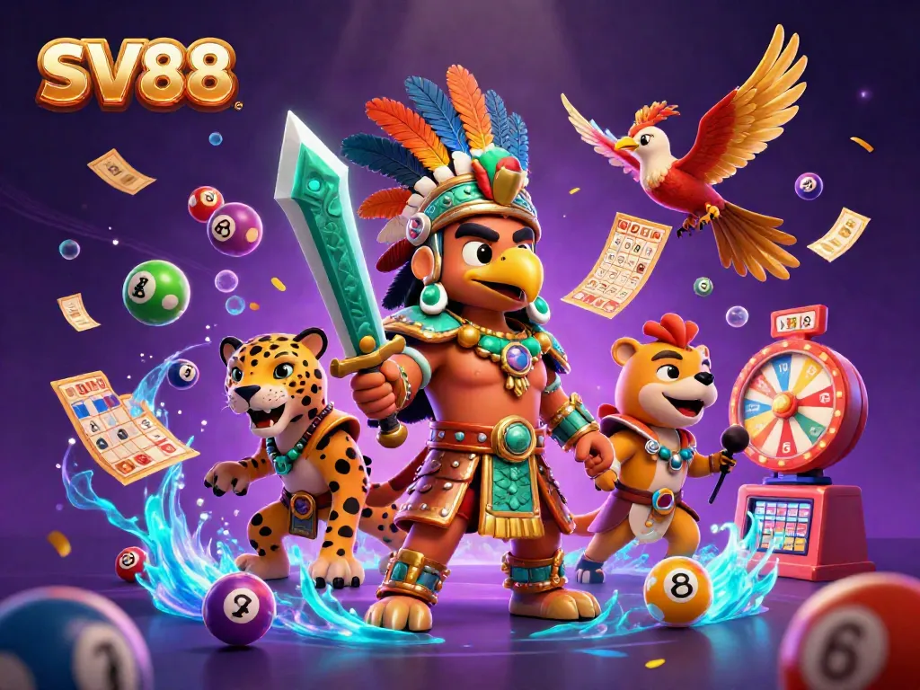 Engage with SV88's thrilling gaming experience featuring ancient warriors and vibrant lottery elements.