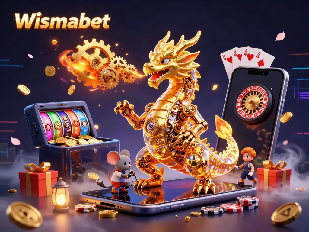 Menangkan hadiah menarik di Wismabet dengan ilustrasi mega dragon dan permainan slot berwarna-warni