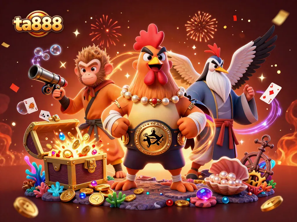 Engage in thrilling gameplay at ta888 with colorful 3D characters amidst casino-themed chaos.