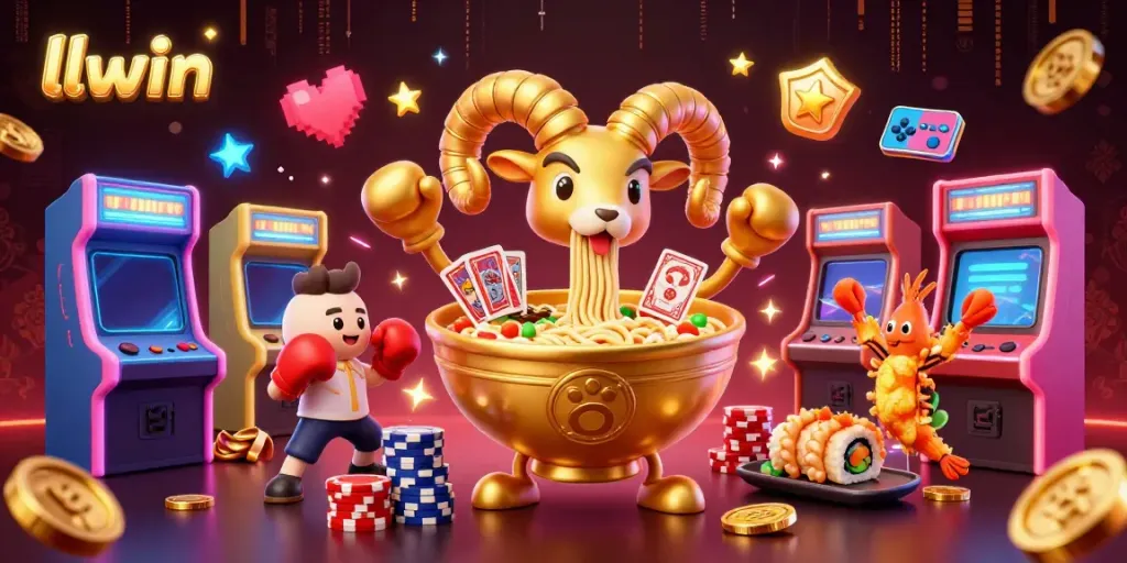 Experience thrilling gameplay at llwin with a dynamic 3D illustration showcasing engaging cartoon characters and vibrant casino elements.