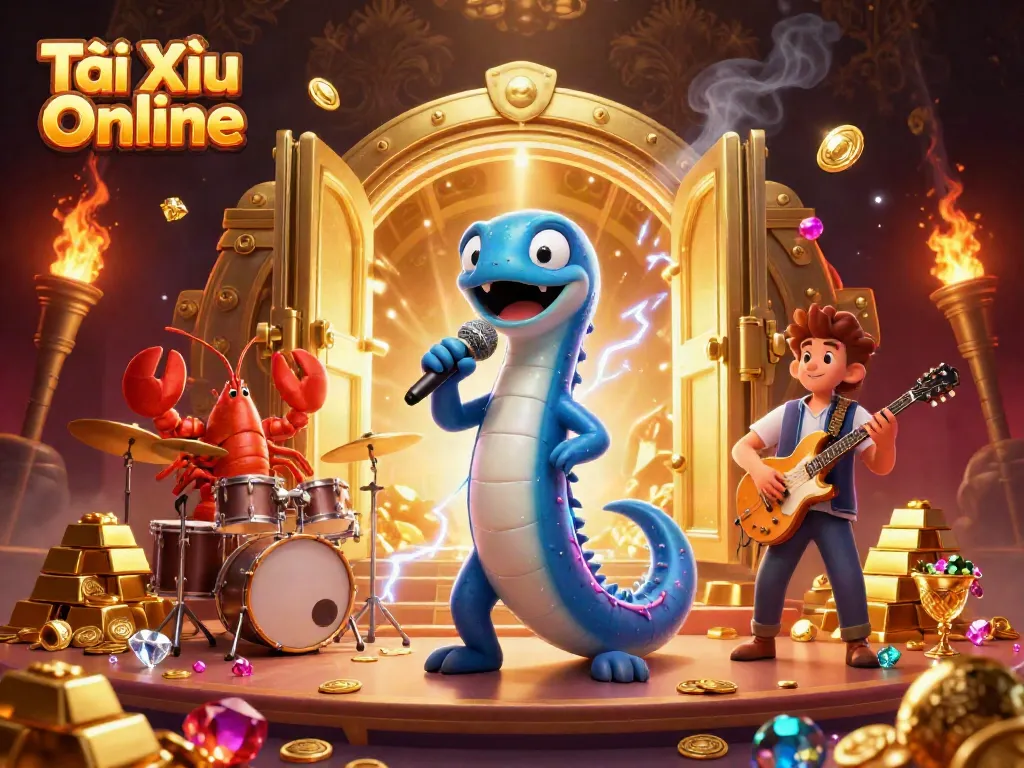 Engage in Tài Xỉu Online excitement with electric eel DJ and vibrant casino scene