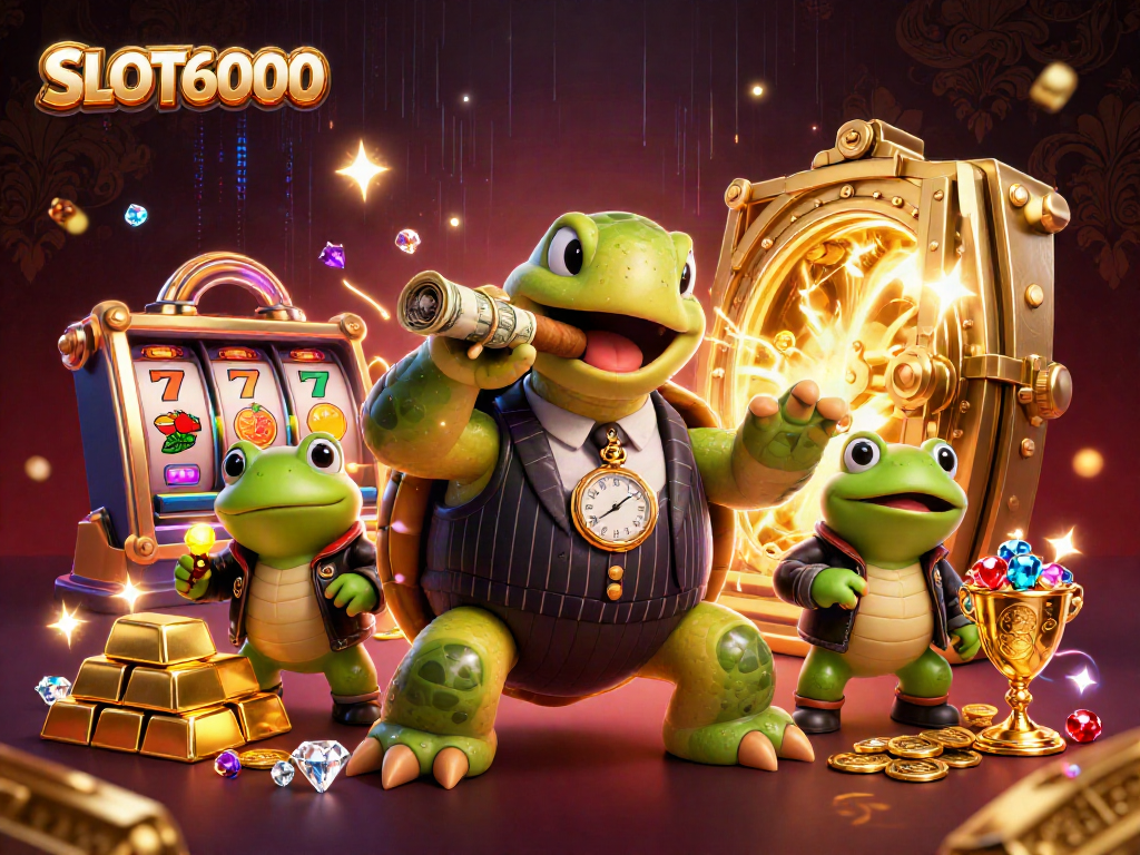 SLOT6000 unveils a massive turtle mobster amid vibrant slot action and treasures