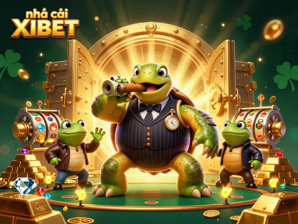 Engage with thrilling gameplay at nhà cái XIBET featuring dynamic slot reels and vibrant casino characters.