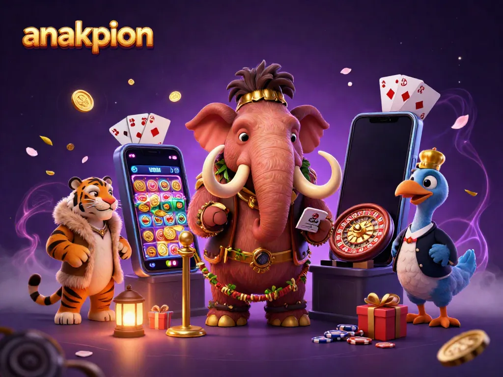 Anakpion enhances your gaming experience with its vibrant casino scene featuring a woolly mammoth bouncer.